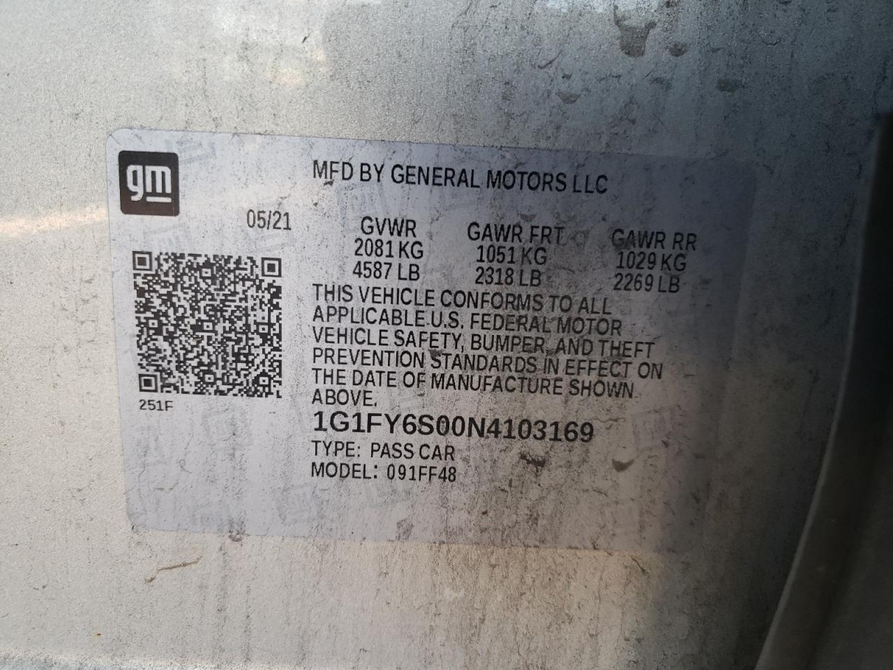 VIN 1G1FY6S00N4103169 2022 CHEVROLET BOLT no.13