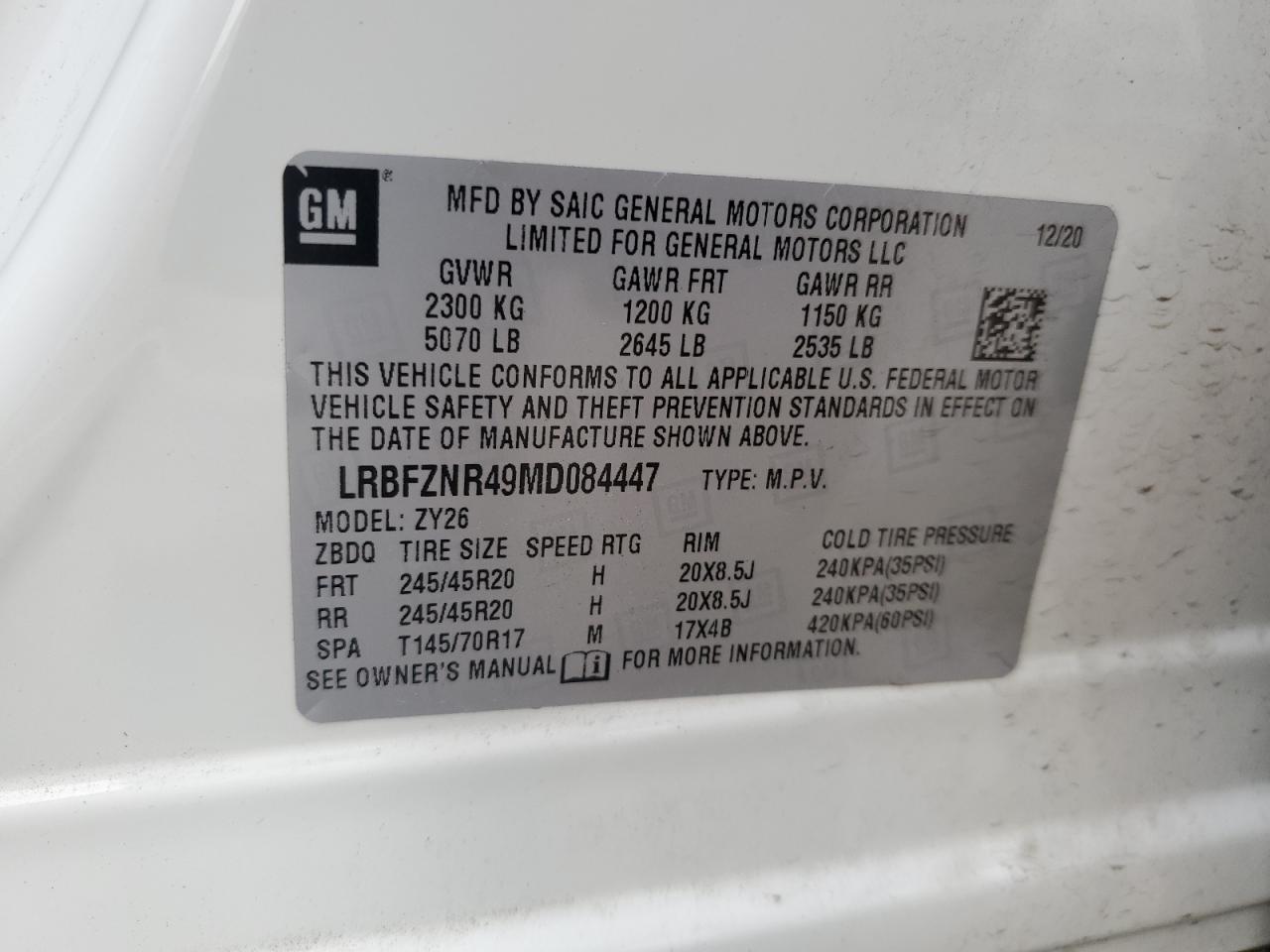 2021 Buick Envision Essence VIN: LRBFZNR49MD084447 Lot: 79028264