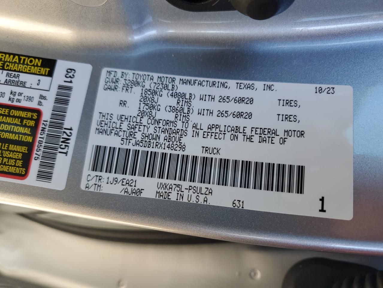 VIN 5TFJA5DB1RX148298 2024 TOYOTA TUNDRA no.13