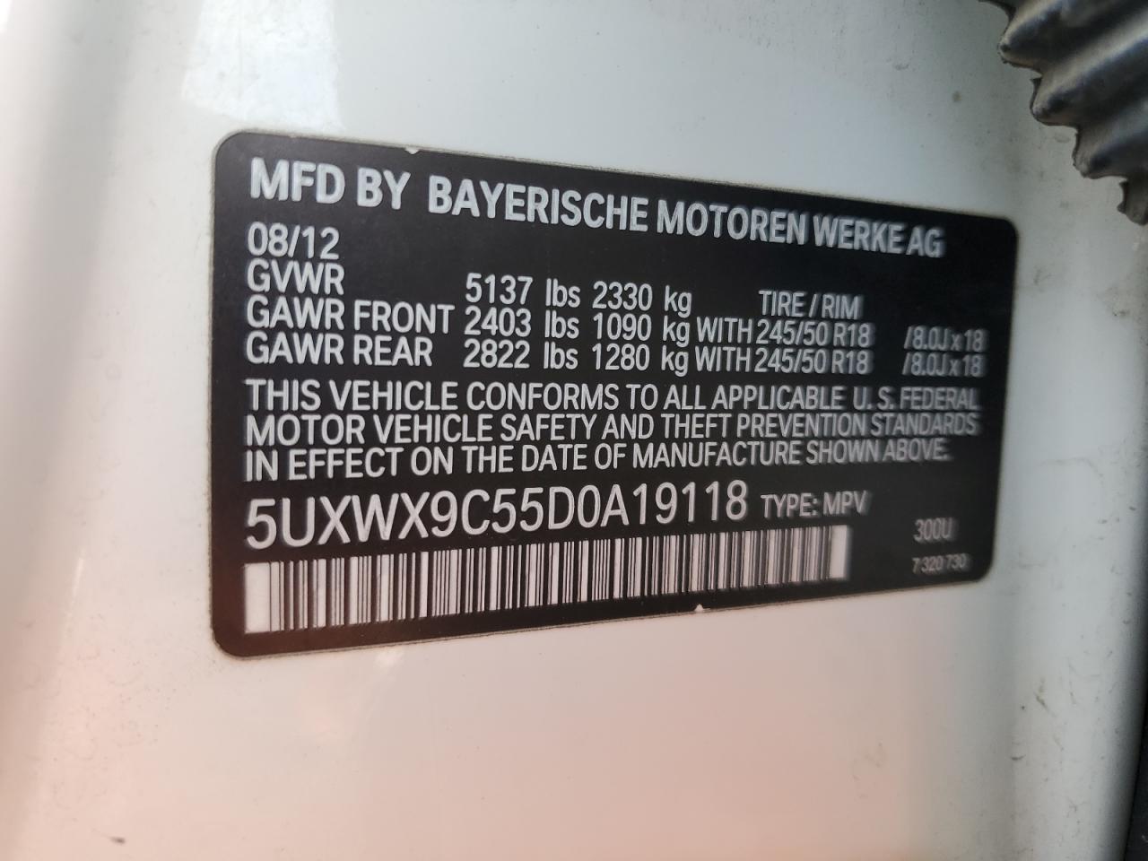 2013 BMW X3 xDrive28I VIN: 5UXWX9C55D0A19118 Lot: 81576424