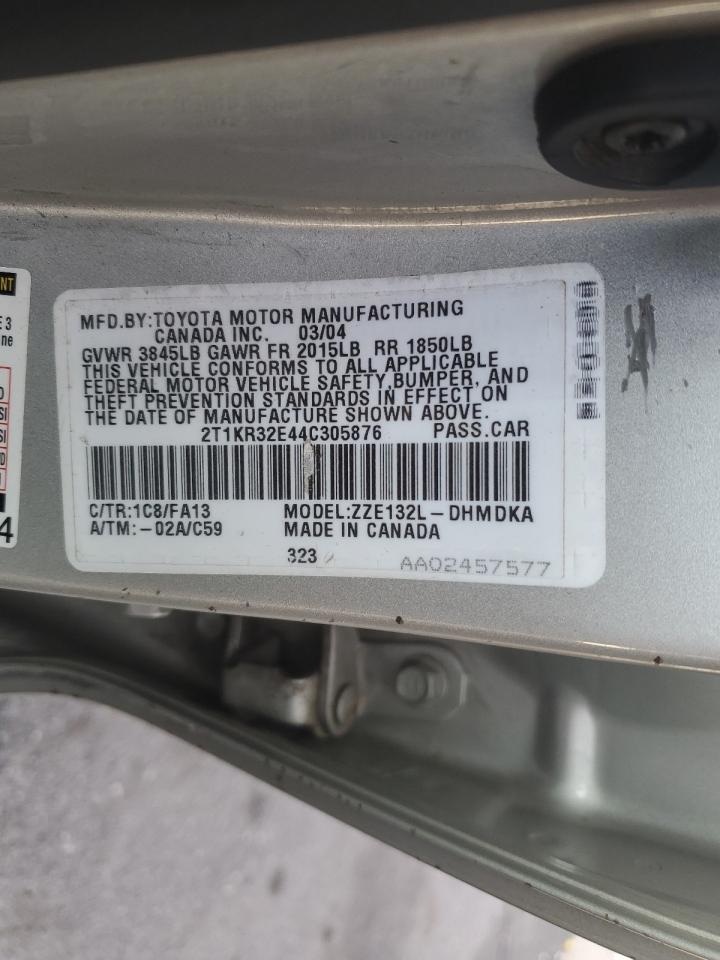 2004 Toyota Corolla Matrix Xr VIN: 2T1KR32E44C305876 Lot: 42626685