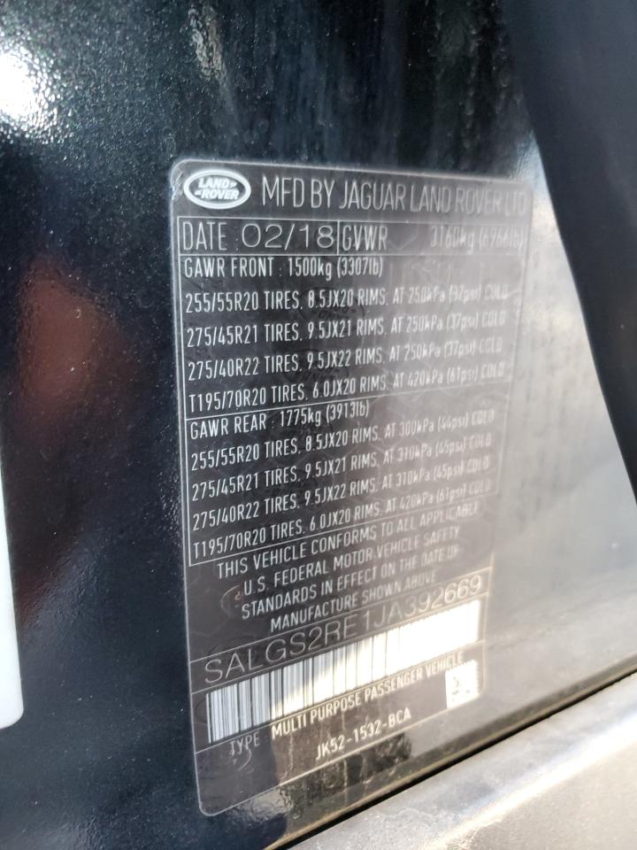 2018 Land Rover Range Rover Supercharged VIN: SALGS2RE1JA392669 Lot: 81506734