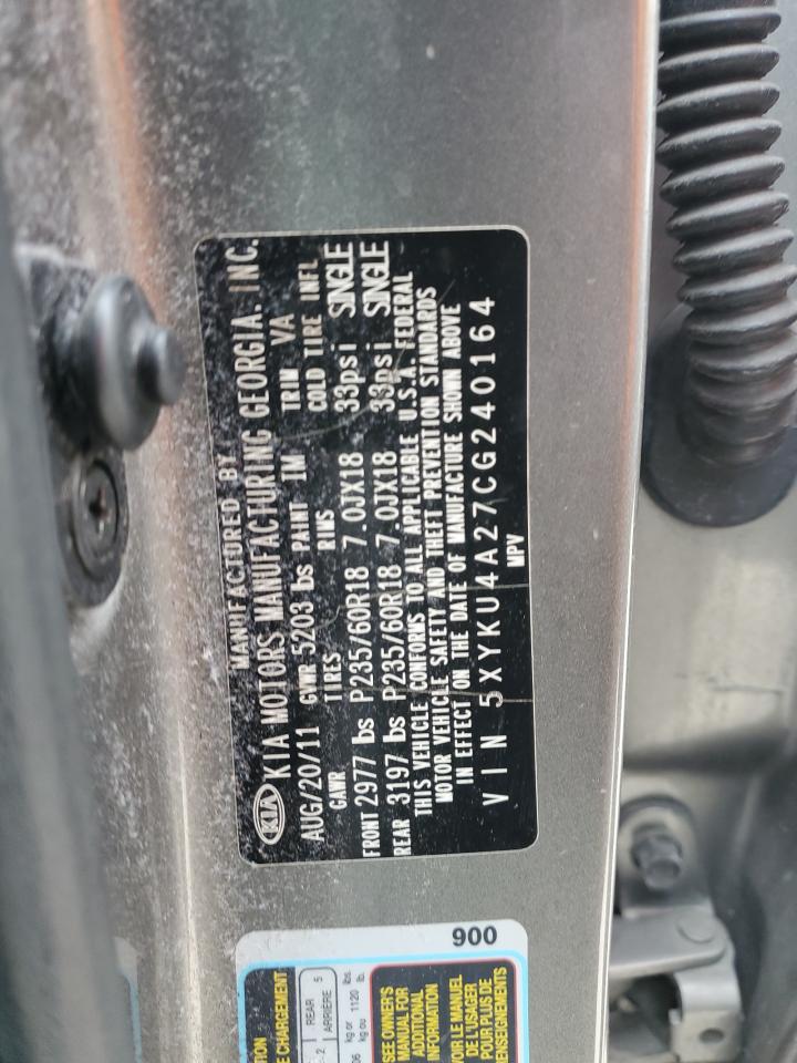 2012 Kia Sorento Ex VIN: 5XYKU4A27CG240164 Lot: 81875514