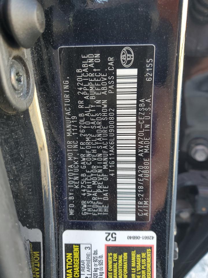 VIN 4T1G11AK6LU900802 2020 TOYOTA CAMRY no.12