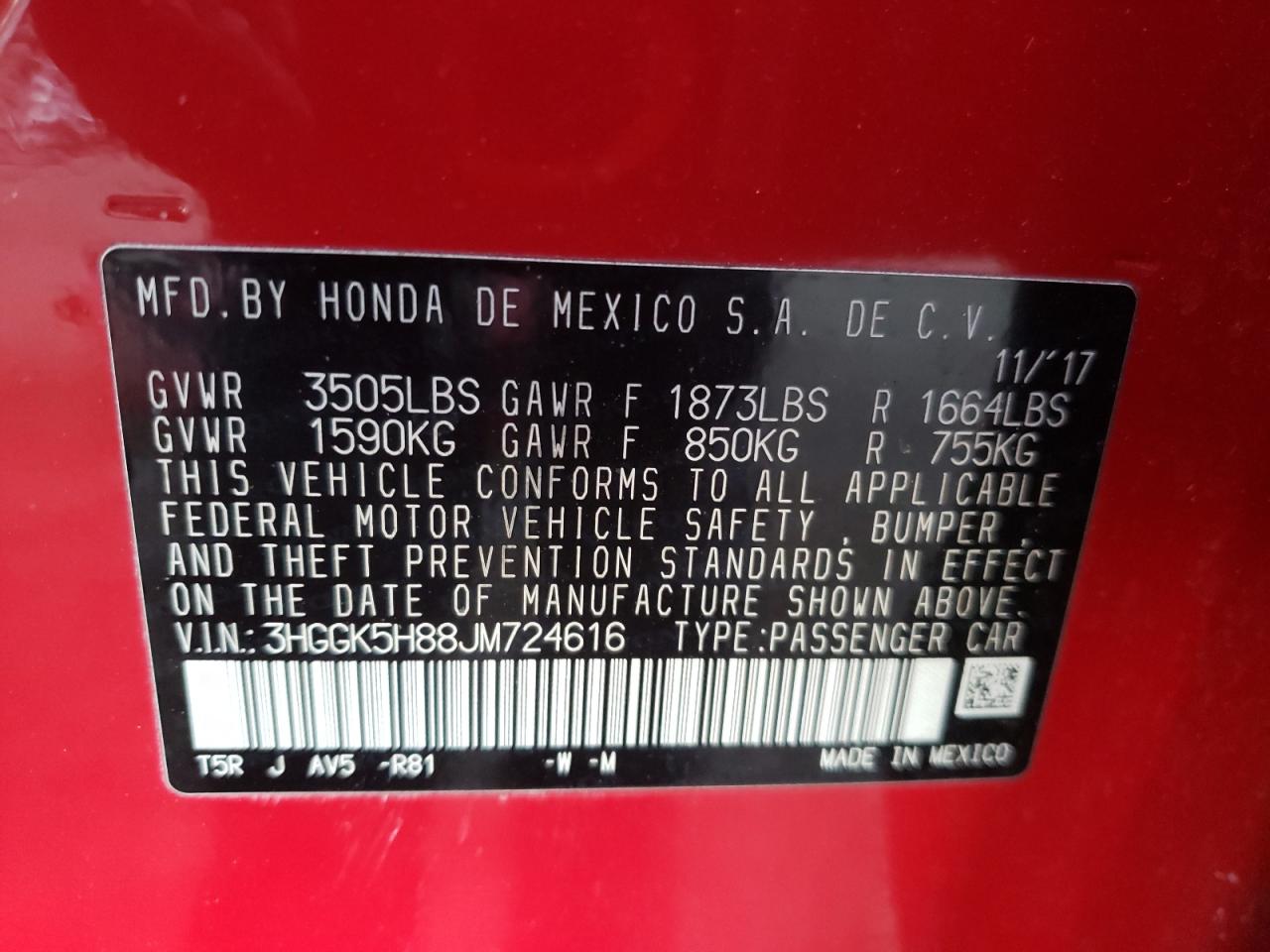 2018 Honda Fit Ex VIN: 3HGGK5H88JM724616 Lot: 79728594