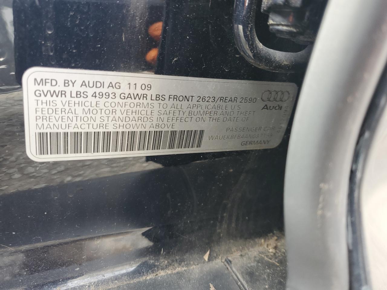 2010 Audi A6 Premium Plus VIN: WAUEKBFB4AN037199 Lot: 82477354