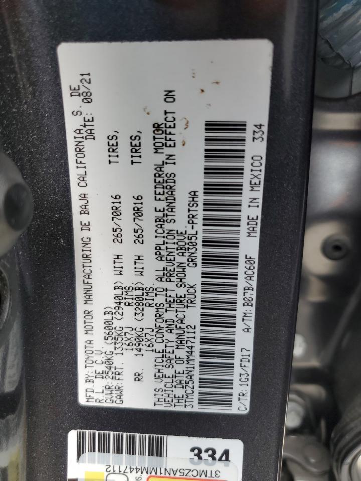 VIN 3TMCZ5AN1MM447112 2021 TOYOTA TACOMA no.12