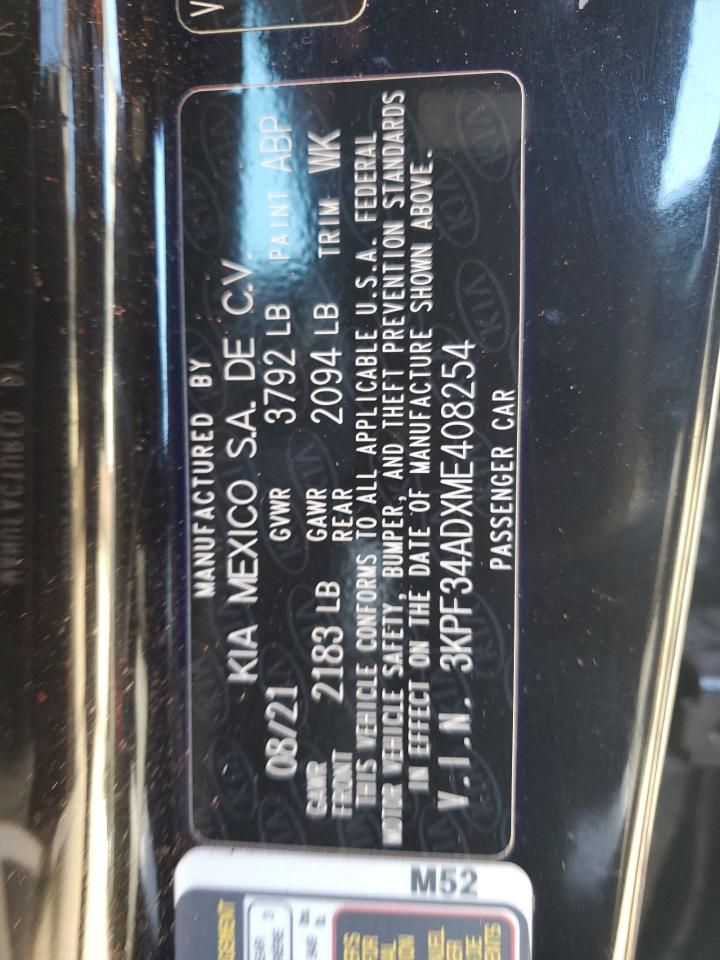 2021 Kia Forte Gt Line VIN: 3KPF34ADXME408254 Lot: 81760874
