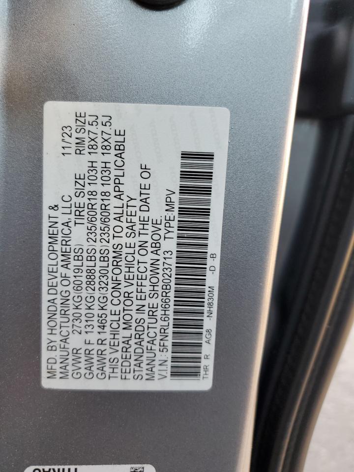 2024 Honda Odyssey Exl VIN: 5FNRL6H66RB023713 Lot: 80314044