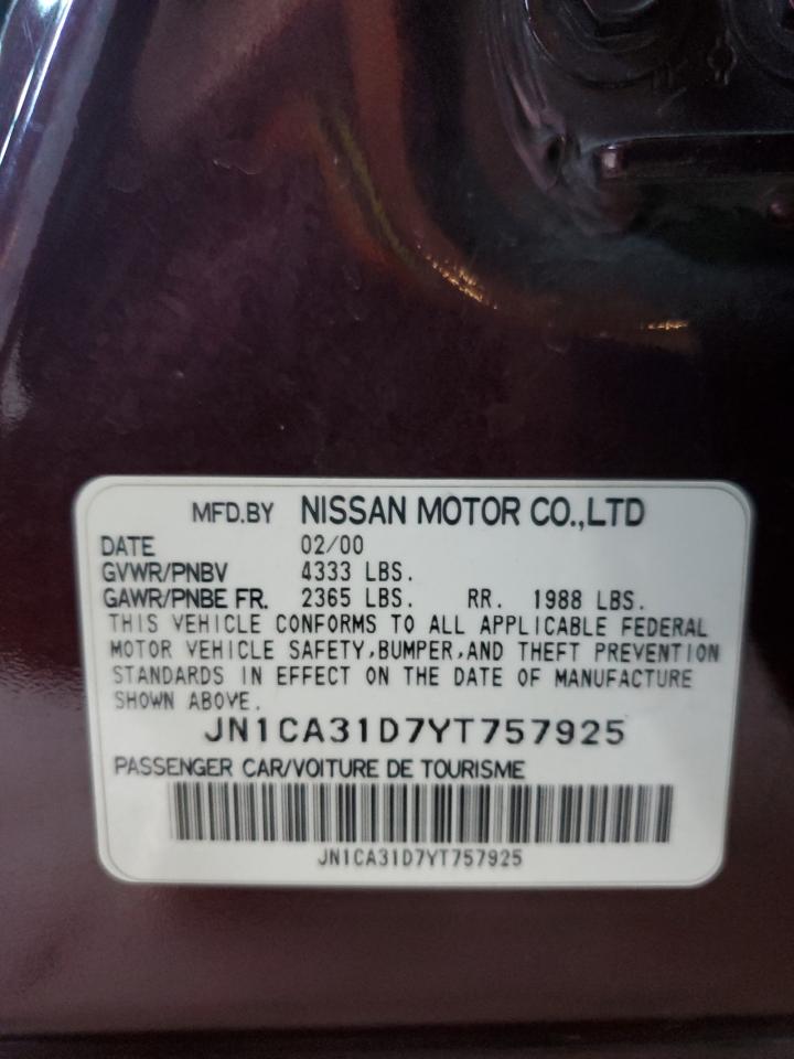 2000 Nissan Maxima Gle VIN: JN1CA31D7YT757925 Lot: 81061394