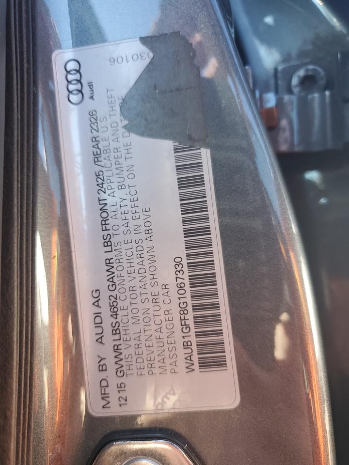 2016 Audi S3 Premium Plus VIN: WAUB1GFF8G1067330 Lot: 82095334