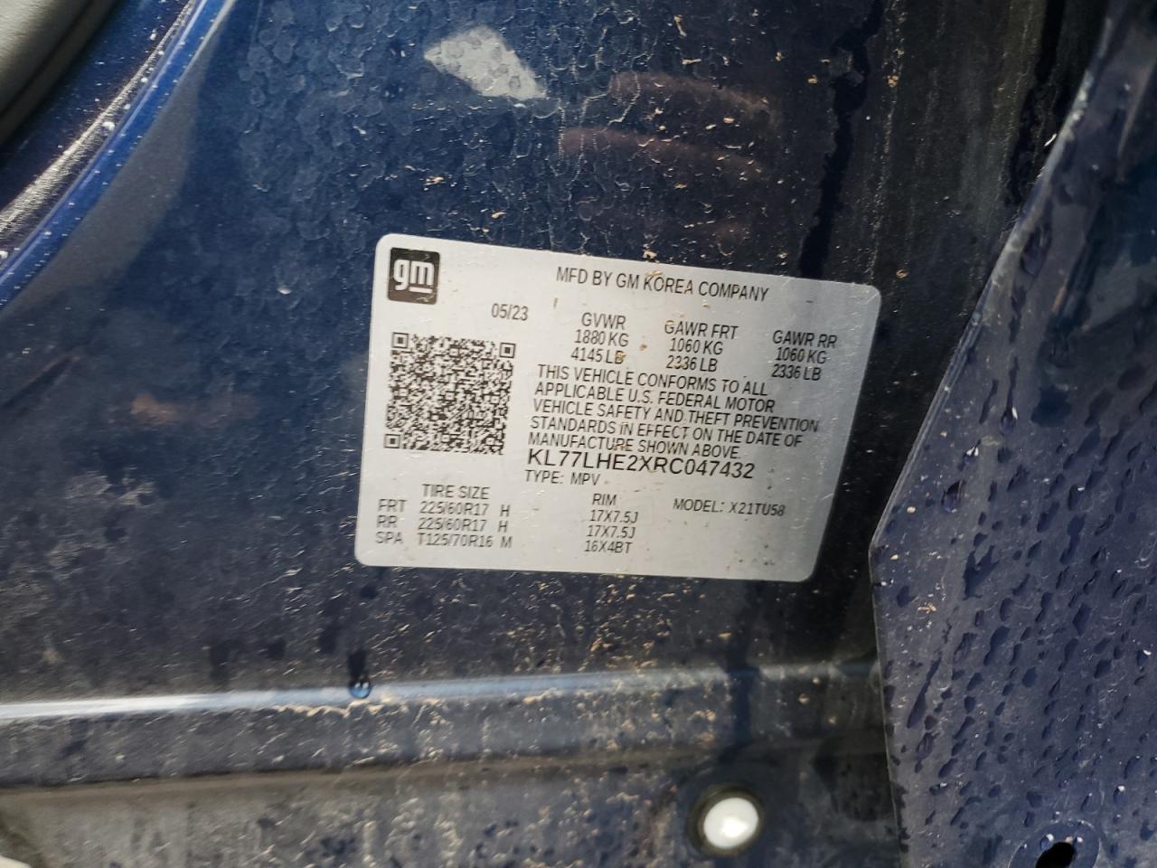 2024 Chevrolet Trax 1Lt VIN: KL77LHE2XRC047432 Lot: 78943124