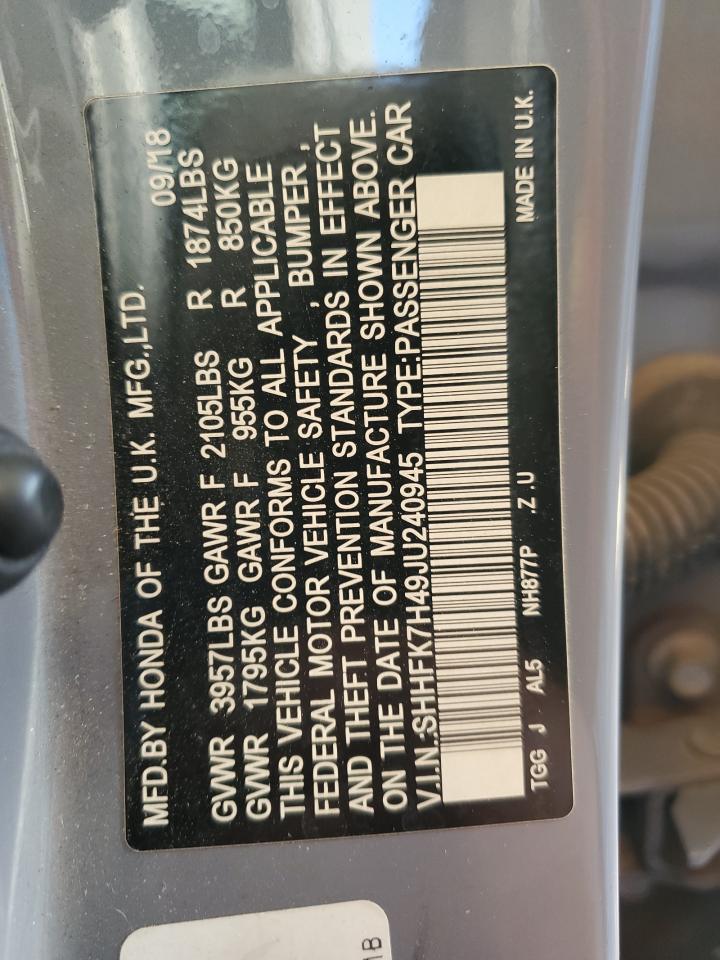 SHHFK7H49JU240945 2018 HONDA CIVIC - Image 12