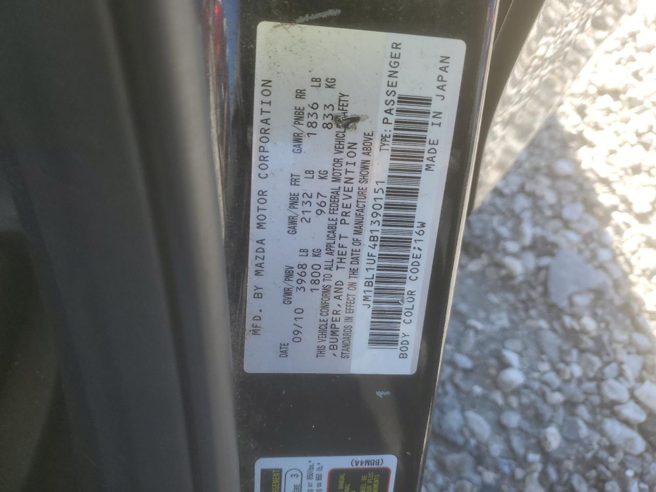 2011 Mazda 3 I VIN: JM1BL1UF4B1390151 Lot: 80420724