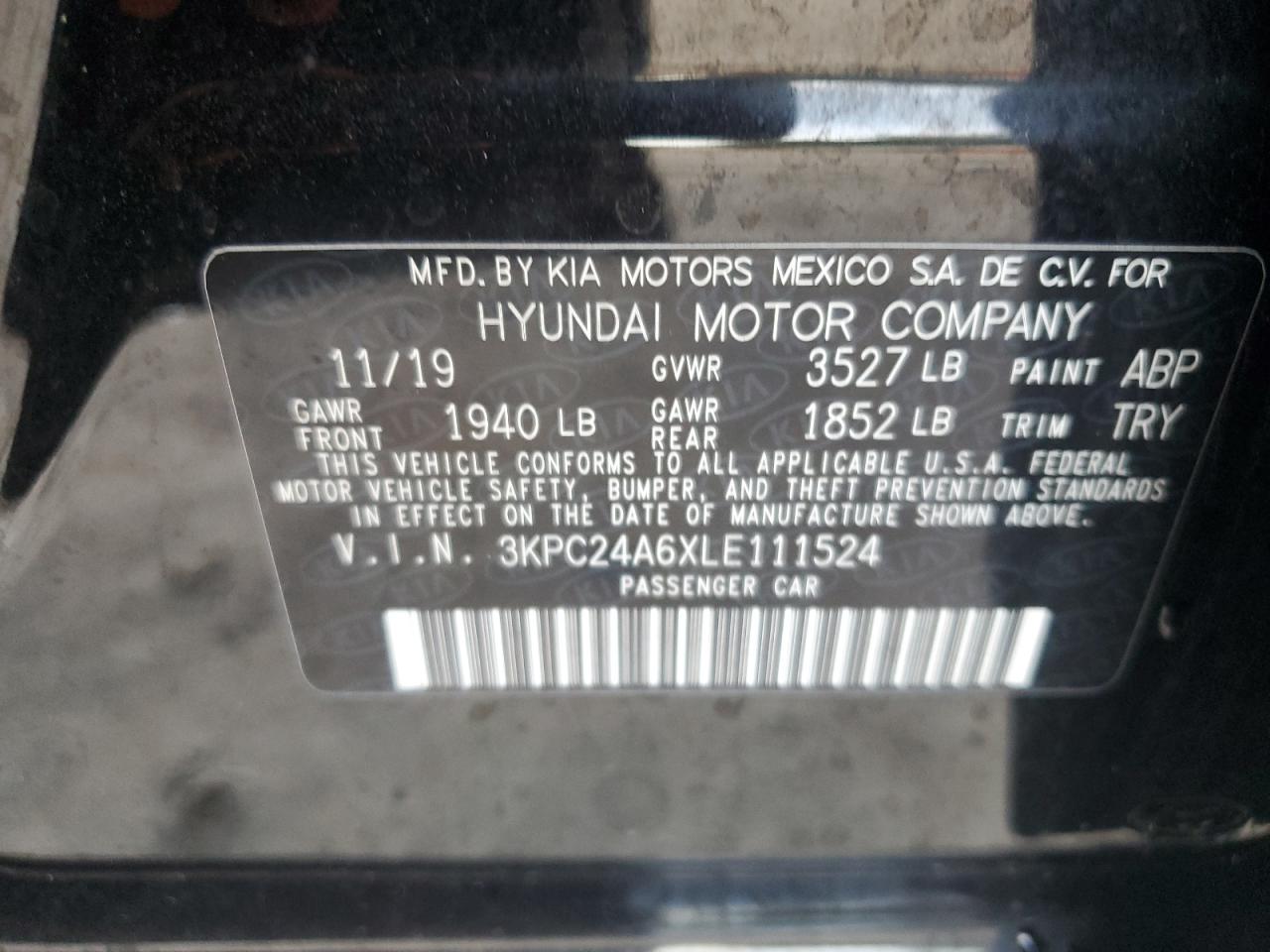 2020 Hyundai Accent Se VIN: 3KPC24A6XLE111524 Lot: 80120934