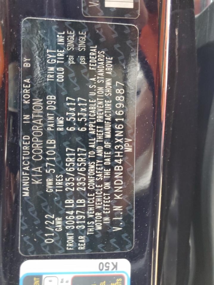 2022 Kia Carnival Lx VIN: KNDNB4H3XN6169887 Lot: 81269414