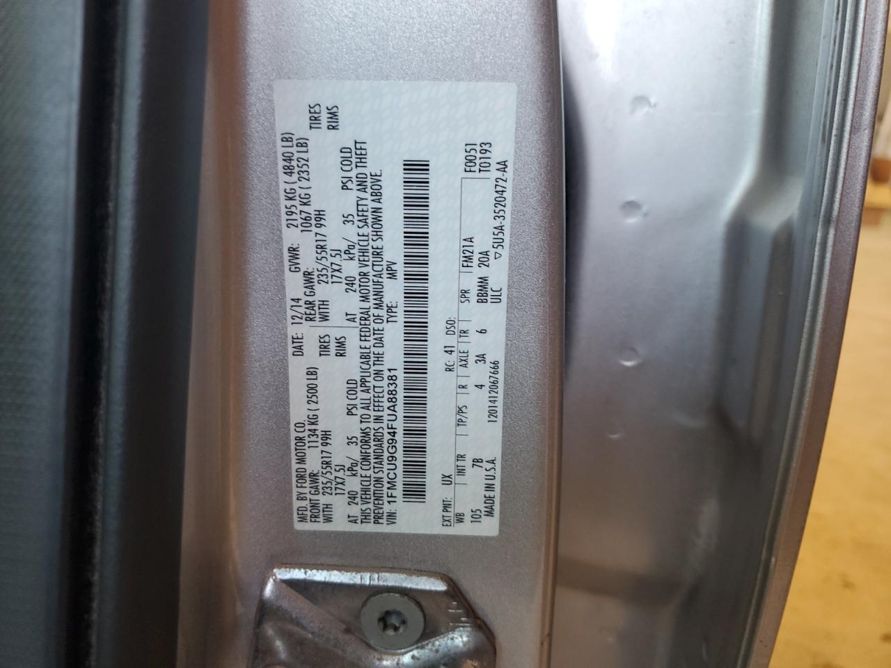 1FMCU9G94FUA88381 2015 FORD ESCAPE - Image 13