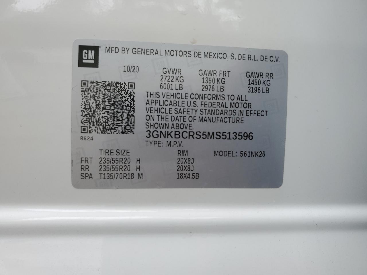 VIN 3GNKBCRS5MS513596 2021 CHEVROLET BLAZER no.13