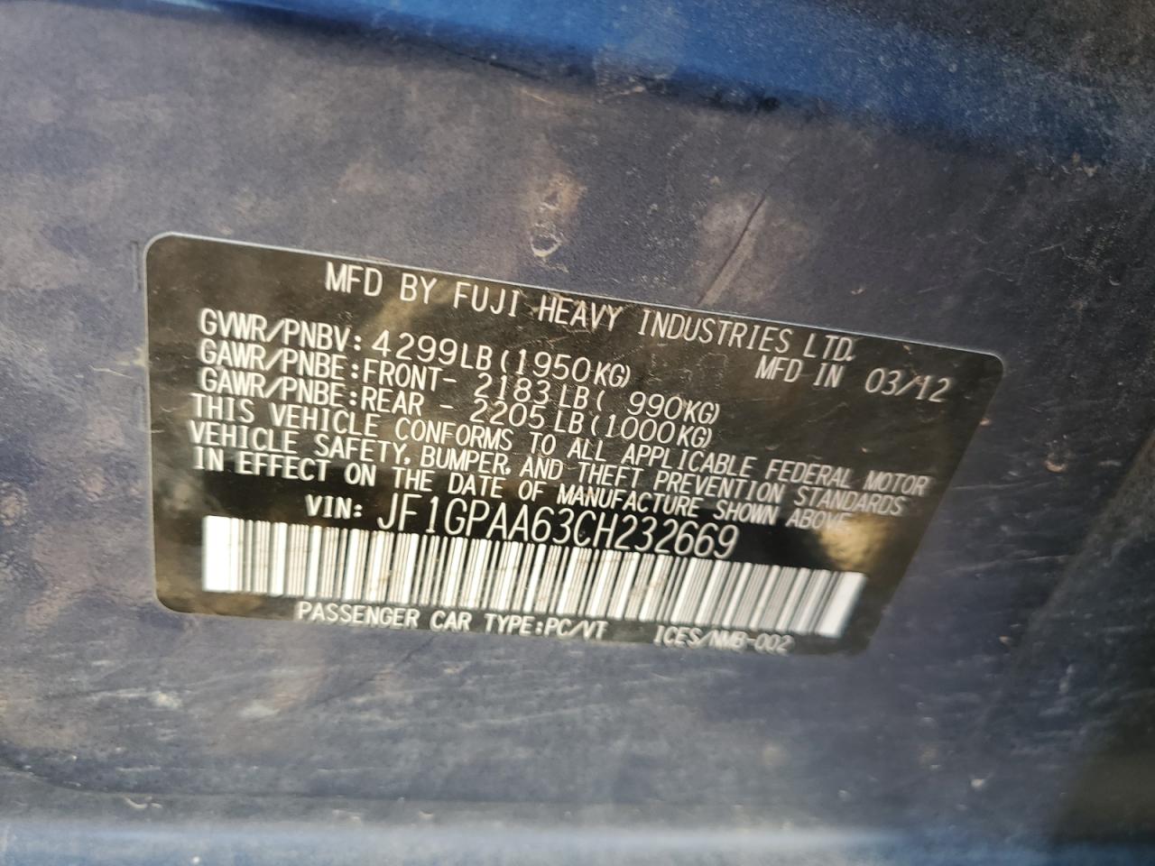 2012 Subaru Impreza - Image 12