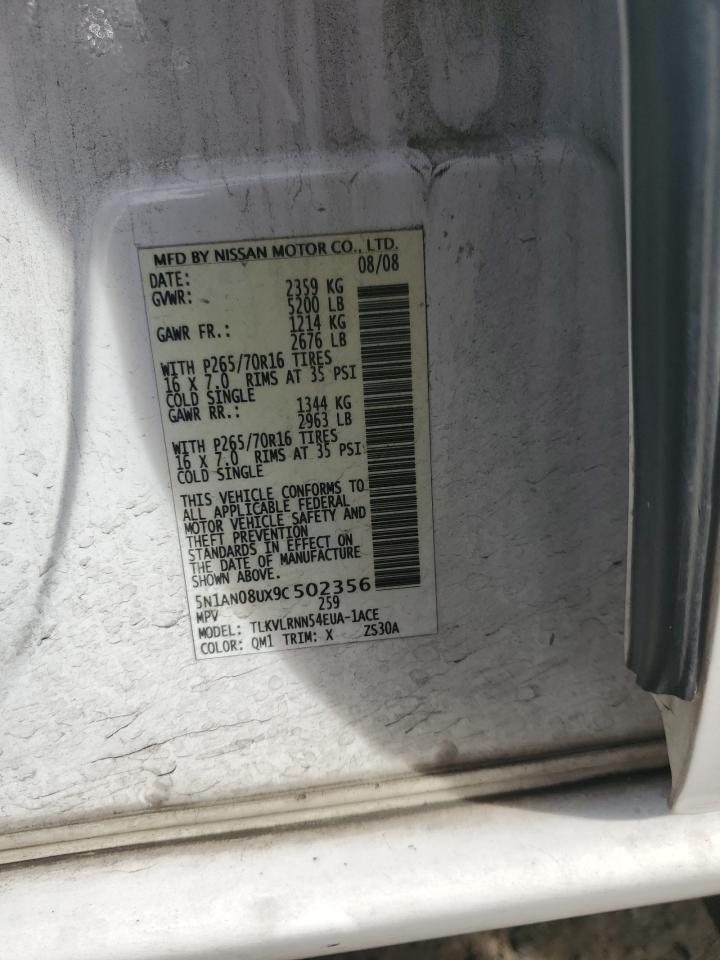 2009 Nissan Xterra Off Road VIN: 5N1AN08UX9C502356 Lot: 82399884