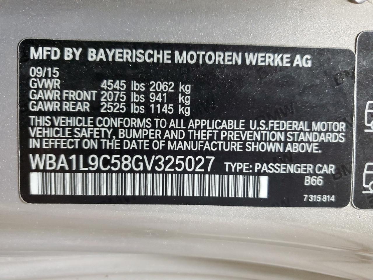 2016 BMW 228 Xi Sulev VIN: WBA1L9C58GV325027 Lot: 80955534