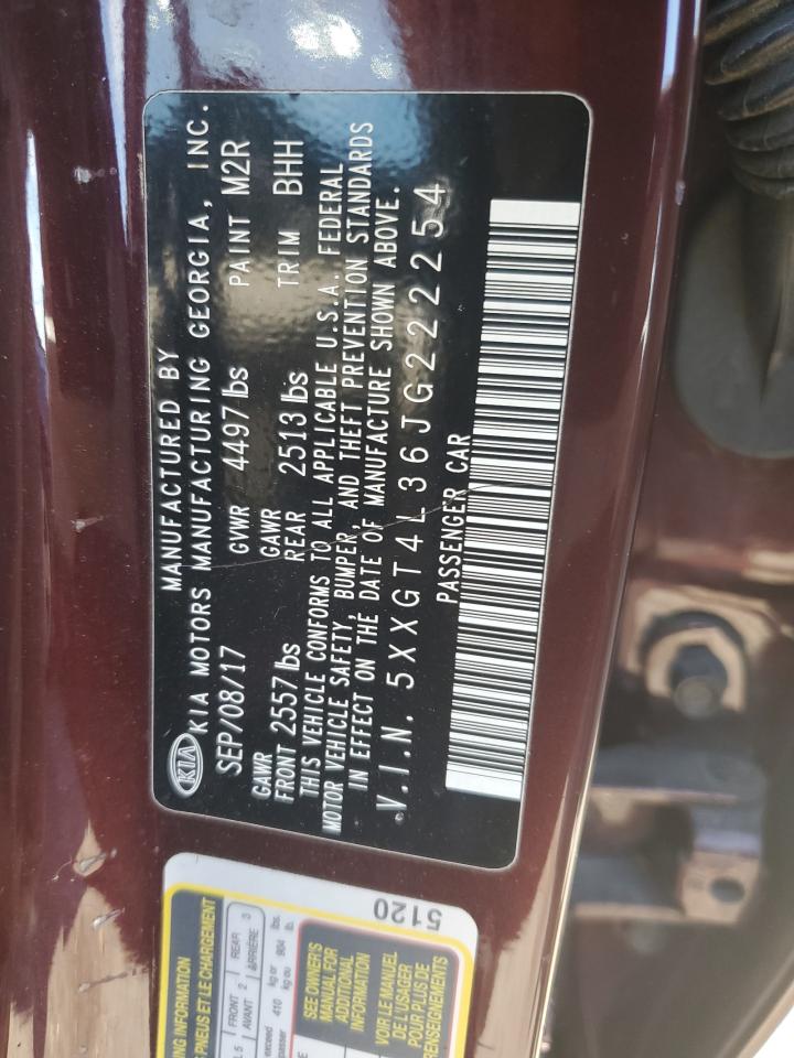 2018 Kia Optima Lx VIN: 5XXGT4L36JG222254 Lot: 80170214