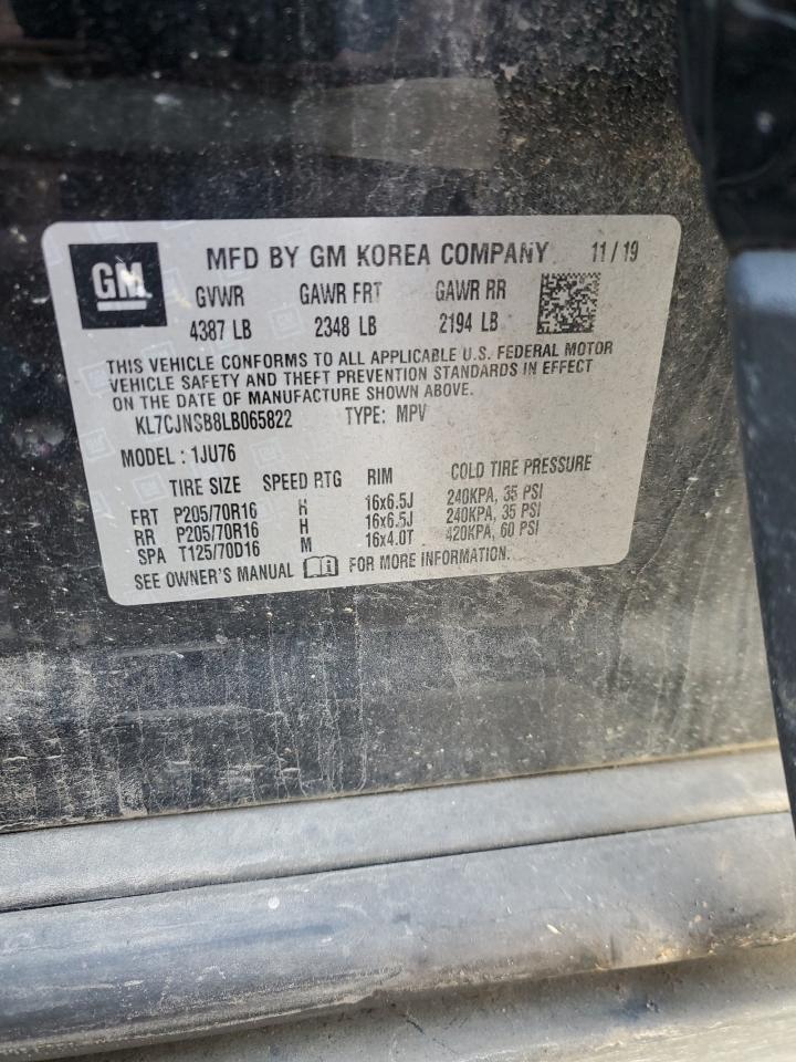 2020 Chevrolet Trax Ls VIN: KL7CJNSB8L3065822 Lot: 82164354