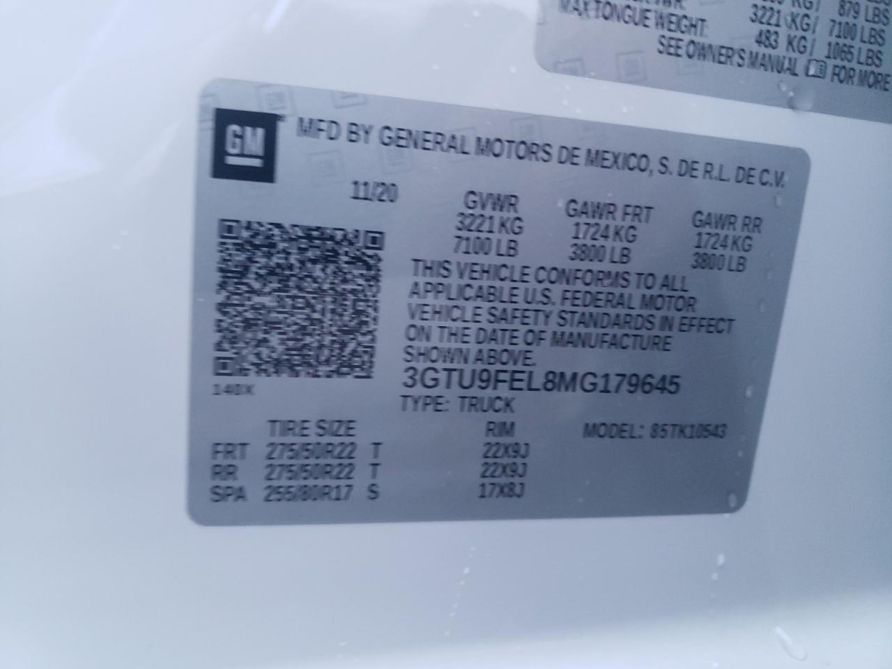 VIN 3GTU9FEL8MG179645 2021 GMC SIERRA no.12