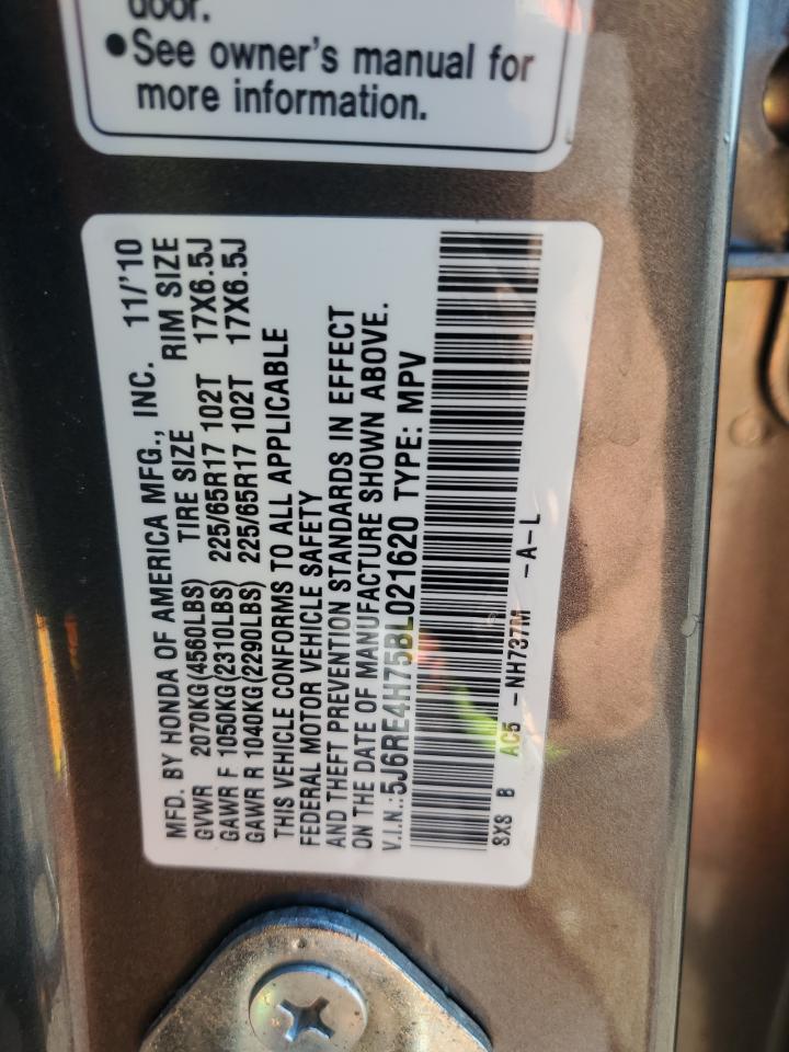 2011 Honda Cr-V Exl VIN: 5J6RE4H75BL021620 Lot: 93629315