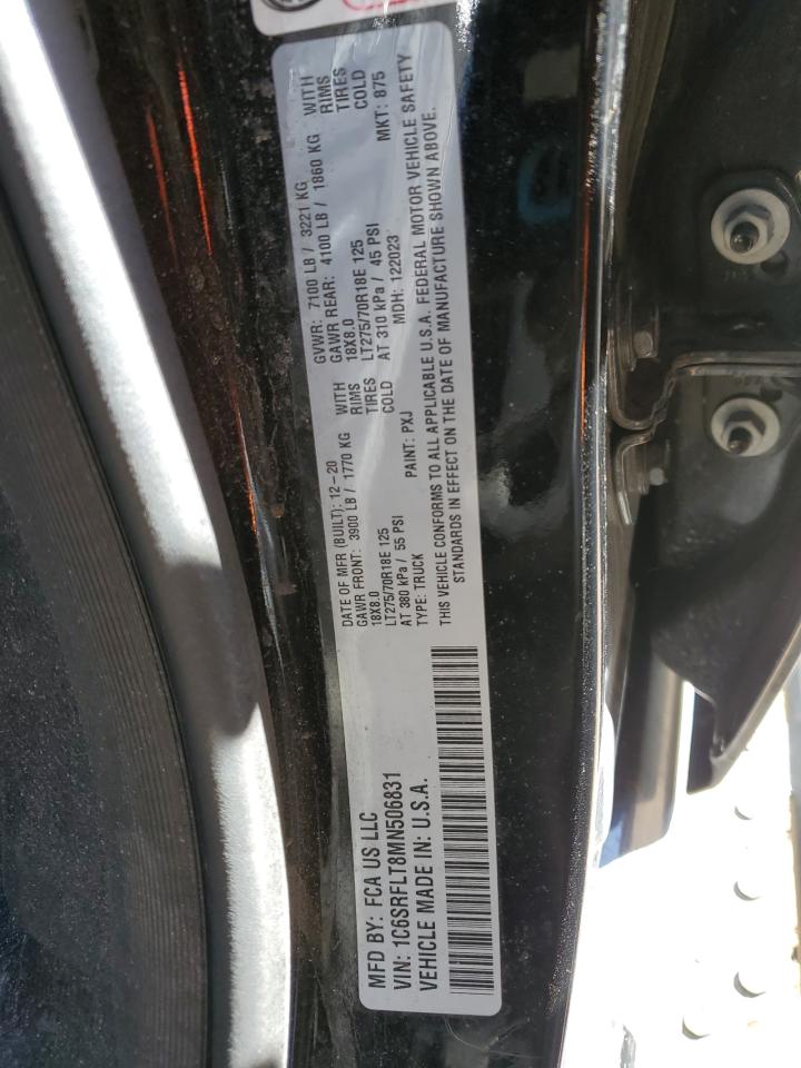 2021 Ram 1500 Rebel VIN: 1C6SRFLT8MN506831 Lot: 91674075