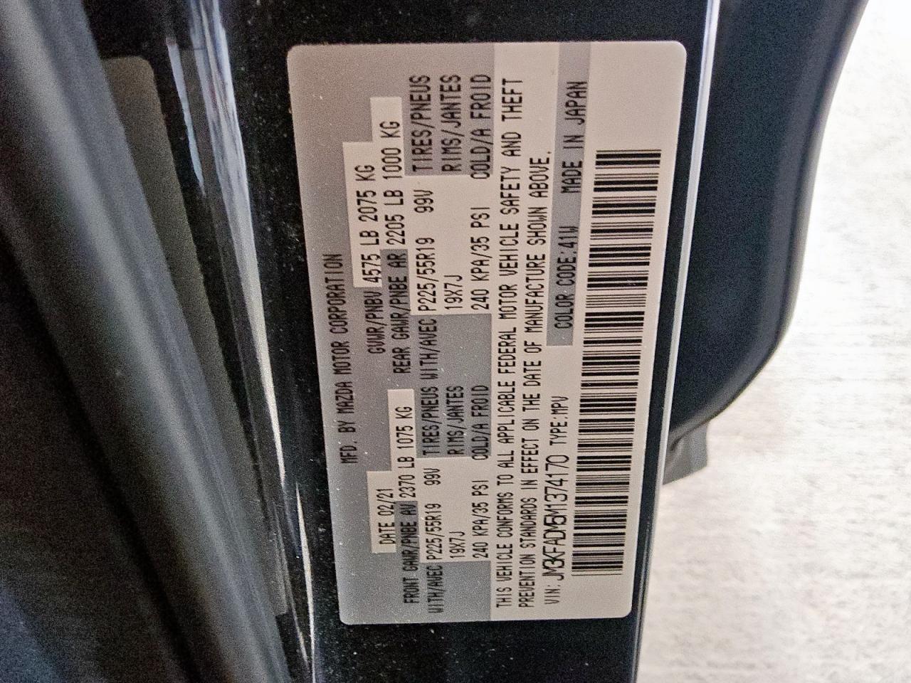 2021 Mazda Cx-5 Grand Touring VIN: JM3KFADM5M1374170 Lot: 91441735