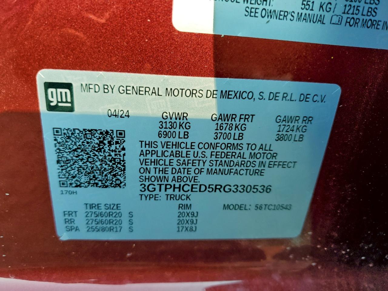 2024 GMC Sierra C1500 Elevation VIN: 3GTPHCED5RG330536 Lot: 93518145