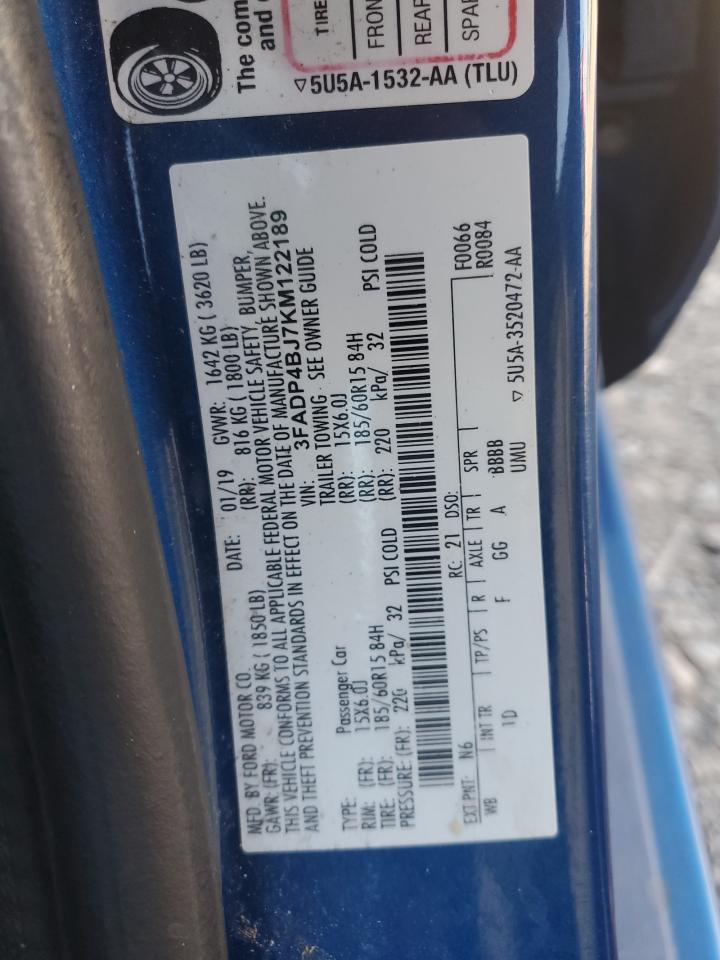 2019 Ford Fiesta Se VIN: 3FADP4BJ7KM122189 Lot: 90715255