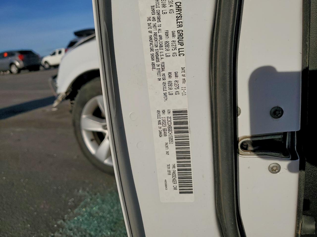 2012 Dodge Charger Se VIN: 2C3CDXBG6CH159551 Lot: 94070895