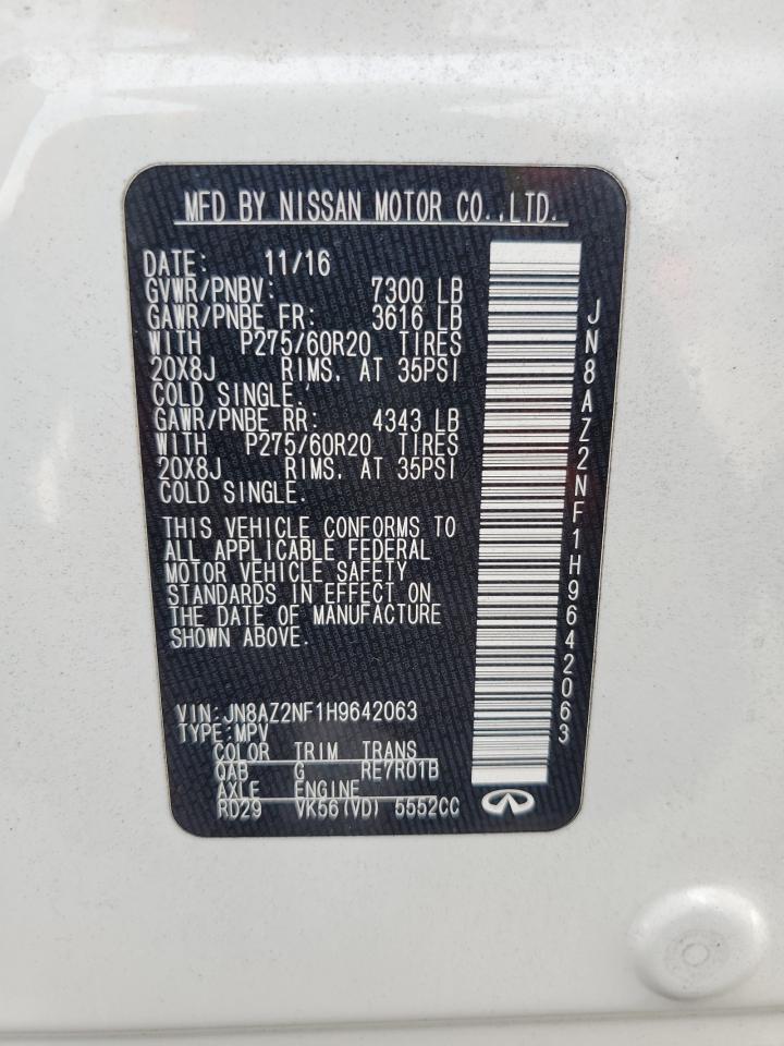 2017 Infiniti Qx80 Base VIN: JN8AZ2NF1H9642063 Lot: 91795755