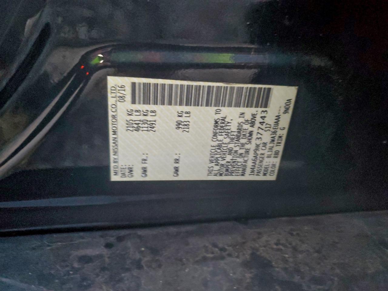 2017 Nissan Maxima 3.5S VIN: 1N4AA6AP9HC377443 Lot: 94352705