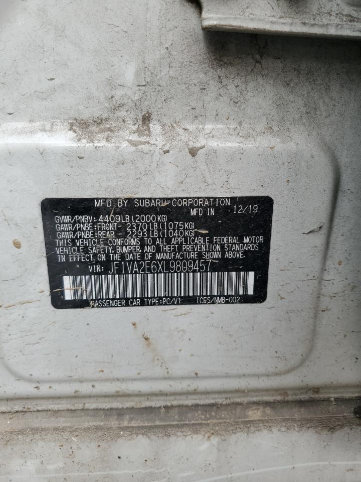 2020 Subaru Wrx Sti VIN: JF1VA2E6XL9809457 Lot: 93754855