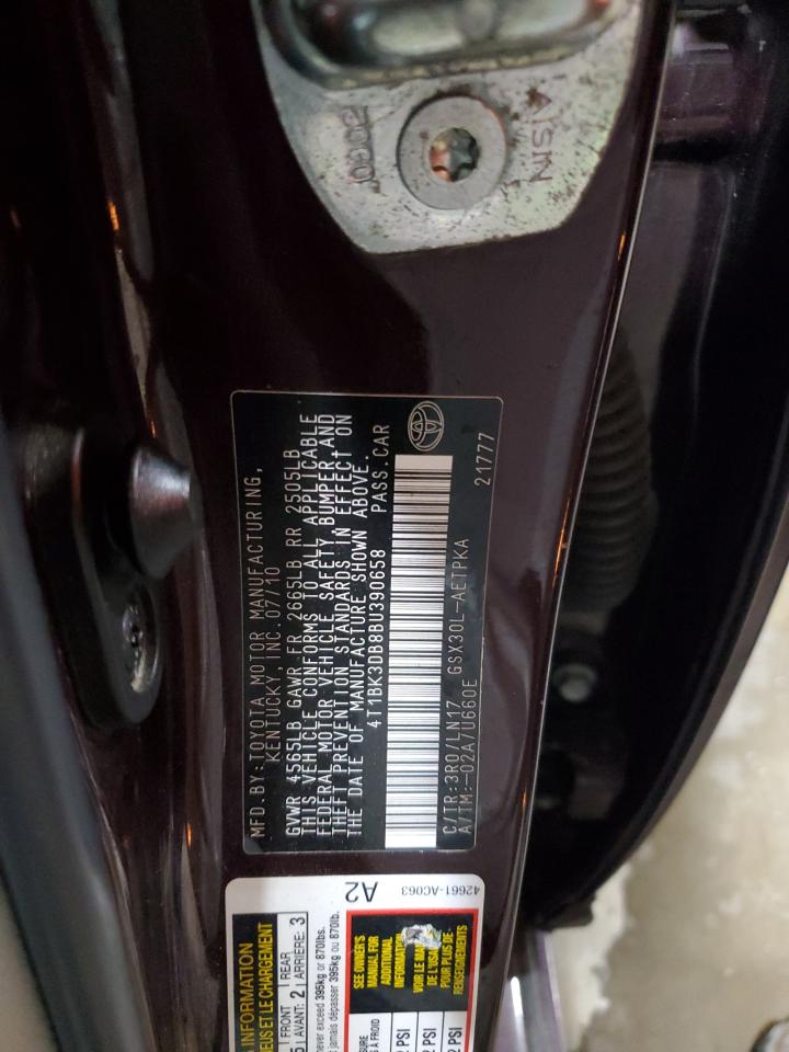 2011 Toyota Avalon Base VIN: 4T1BK3DB8BU390658 Lot: 91201055