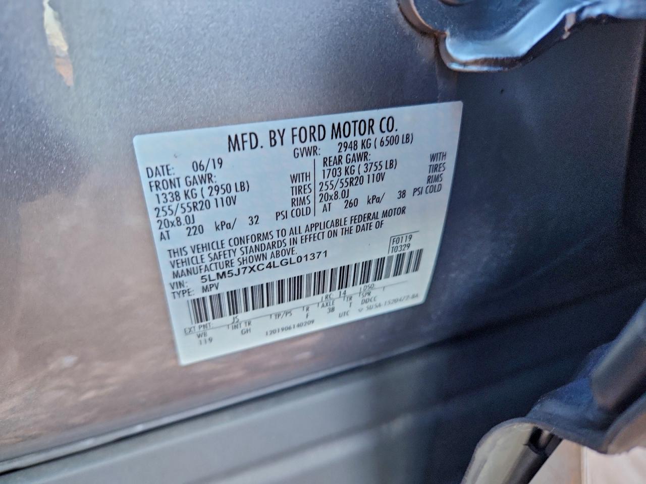 2020 Lincoln Aviator Reserve VIN: 5LM5J7XC4LGL01371 Lot: 94128065