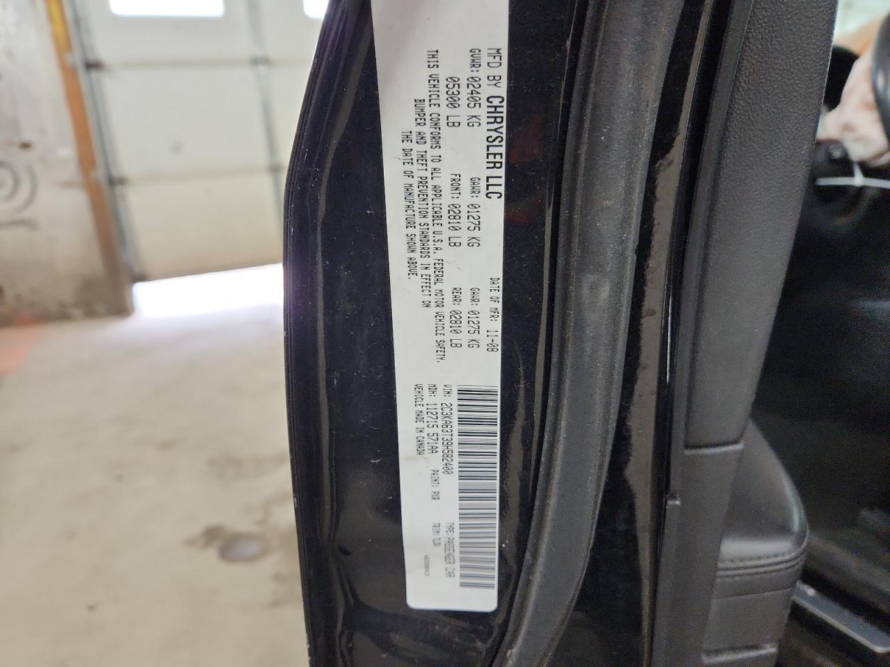 2009 Chrysler 300C VIN: 2C3KA63T39H582400 Lot: 92085955