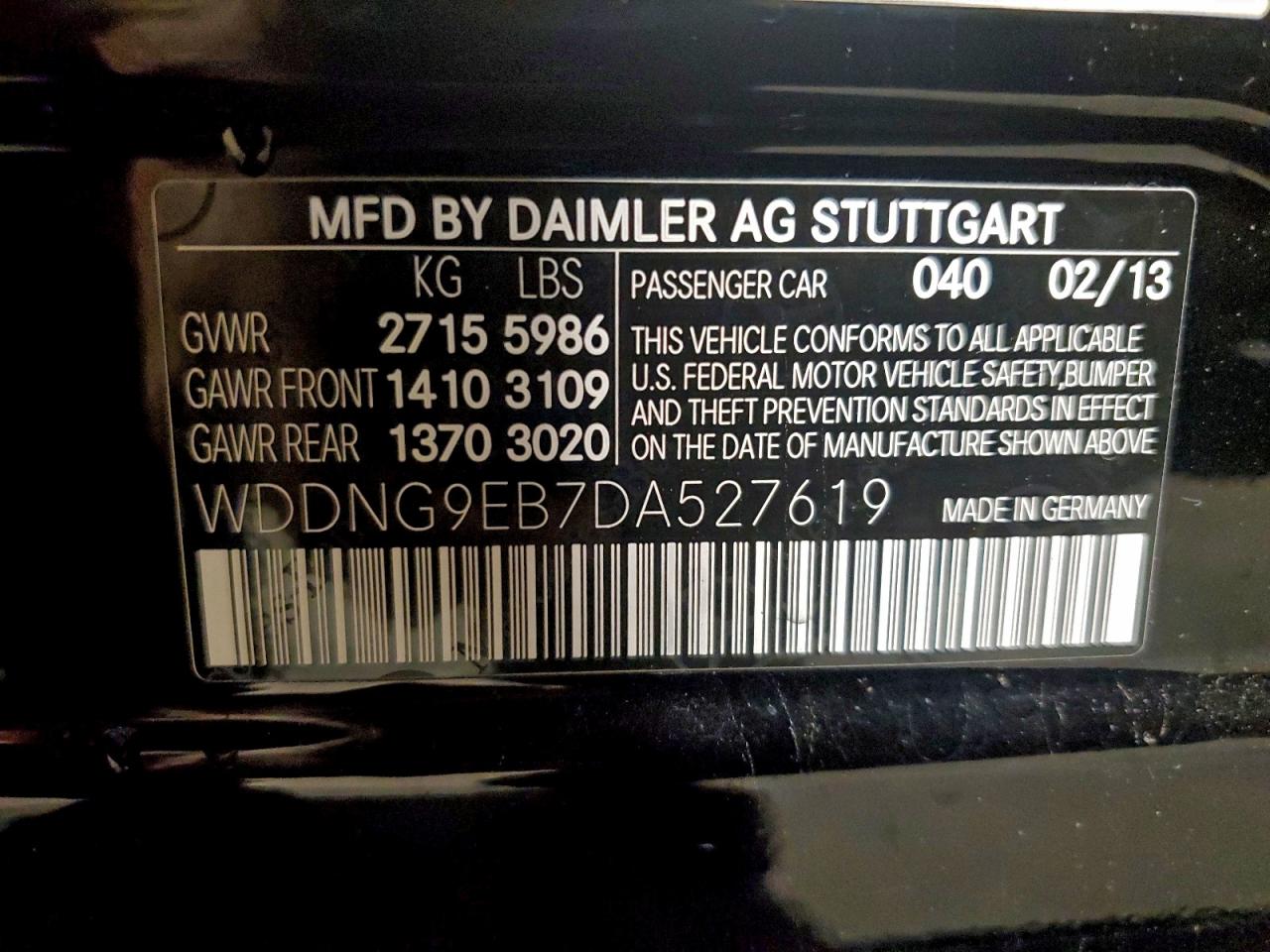 2013 Mercedes-Benz S 550 4Matic VIN: WDDNG9EB7DA527619 Lot: 93740035