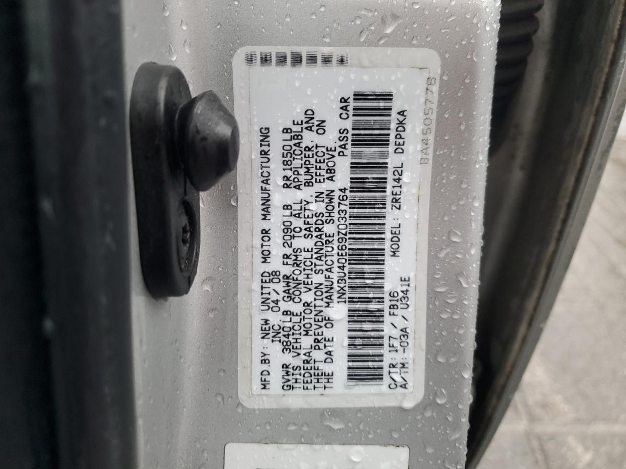 2009 Toyota Corolla Base VIN: 1NXBU40E69Z033764 Lot: 93718435