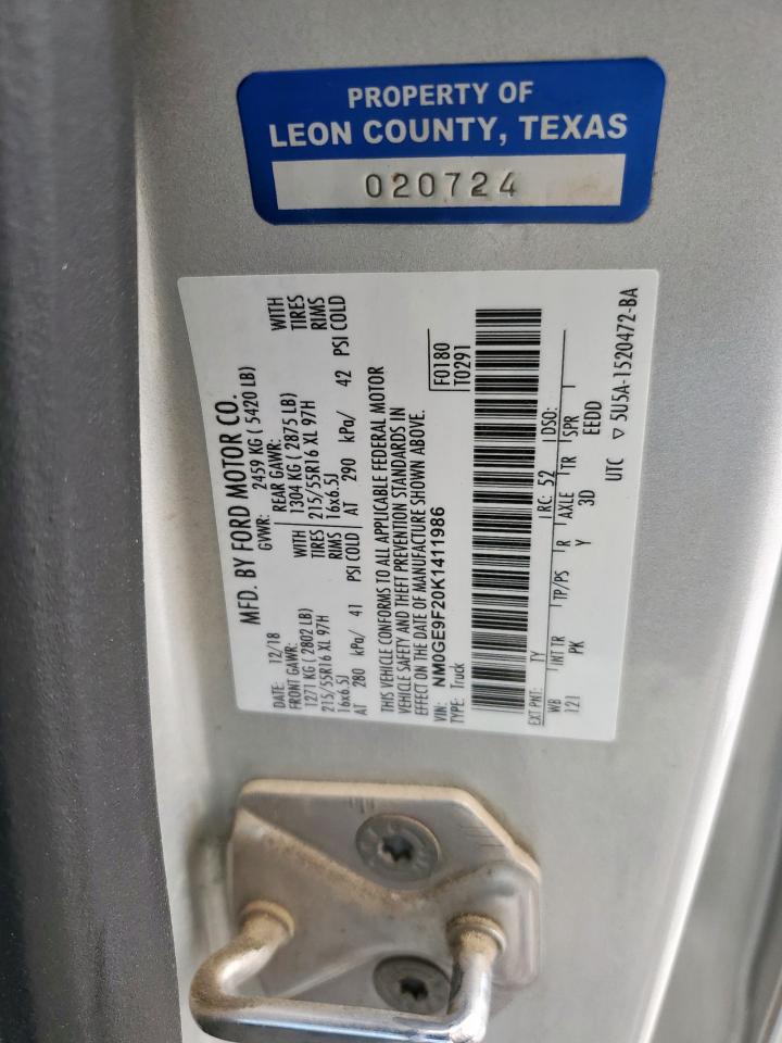 2019 Ford Transit Connect Xlt VIN: NM0GE9F20K1411986 Lot: 92283845