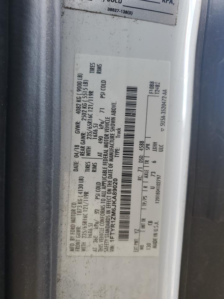 2018 Ford Transit Van VIN: 1FTYR1ZM6JKA89020 Lot: 91626845