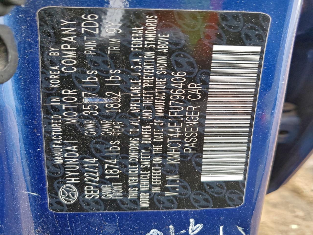 2015 Hyundai Accent Gls VIN: KMHCT4AE1FU796406 Lot: 93928745