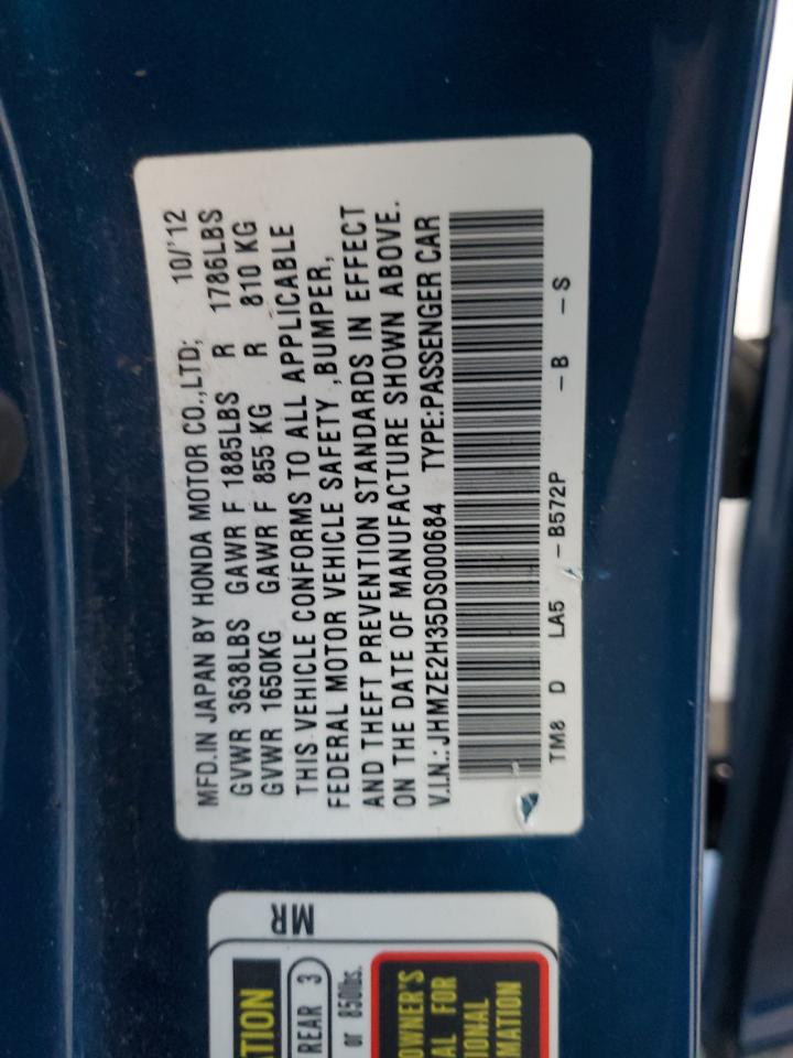 2013 Honda Insight VIN: JHMZE2H35DS000684 Lot: 85436705