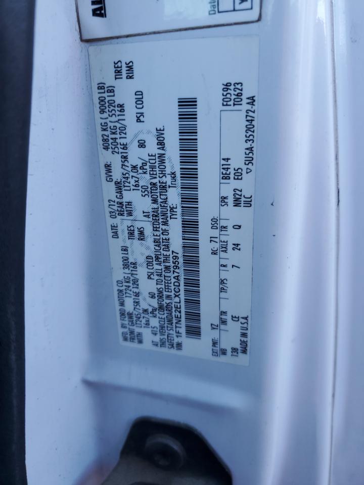 2012 Ford Econoline E250 Van VIN: 1FTNE2ELXCDA79597 Lot: 91061855