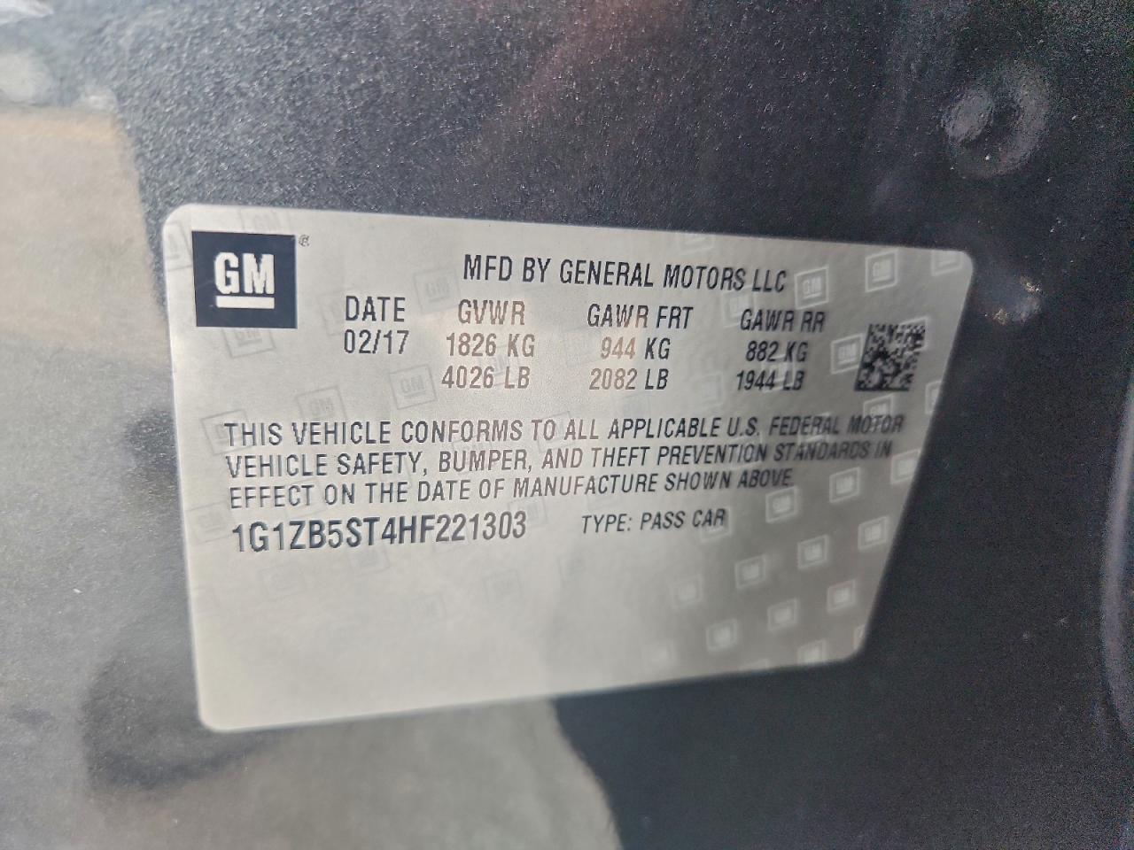 2017 Chevrolet Malibu Ls VIN: 1G1ZB5ST4HF221303 Lot: 93532795