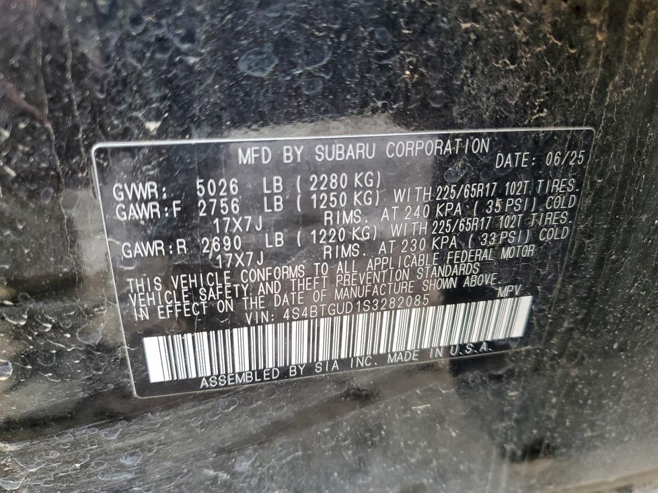 2025 Subaru Outback Wilderness VIN: 4S4BTGUD1S3282085 Lot: 94184175