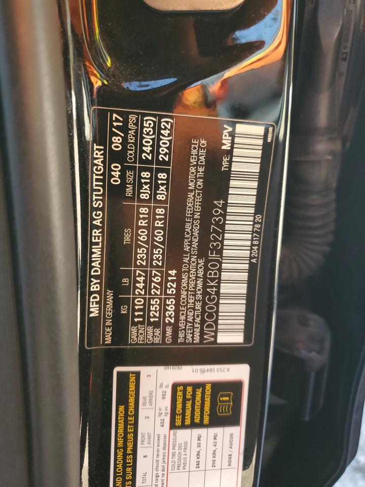 2018 Mercedes-Benz Glc 300 4Matic VIN: WDC0G4KB0JF327394 Lot: 92006365